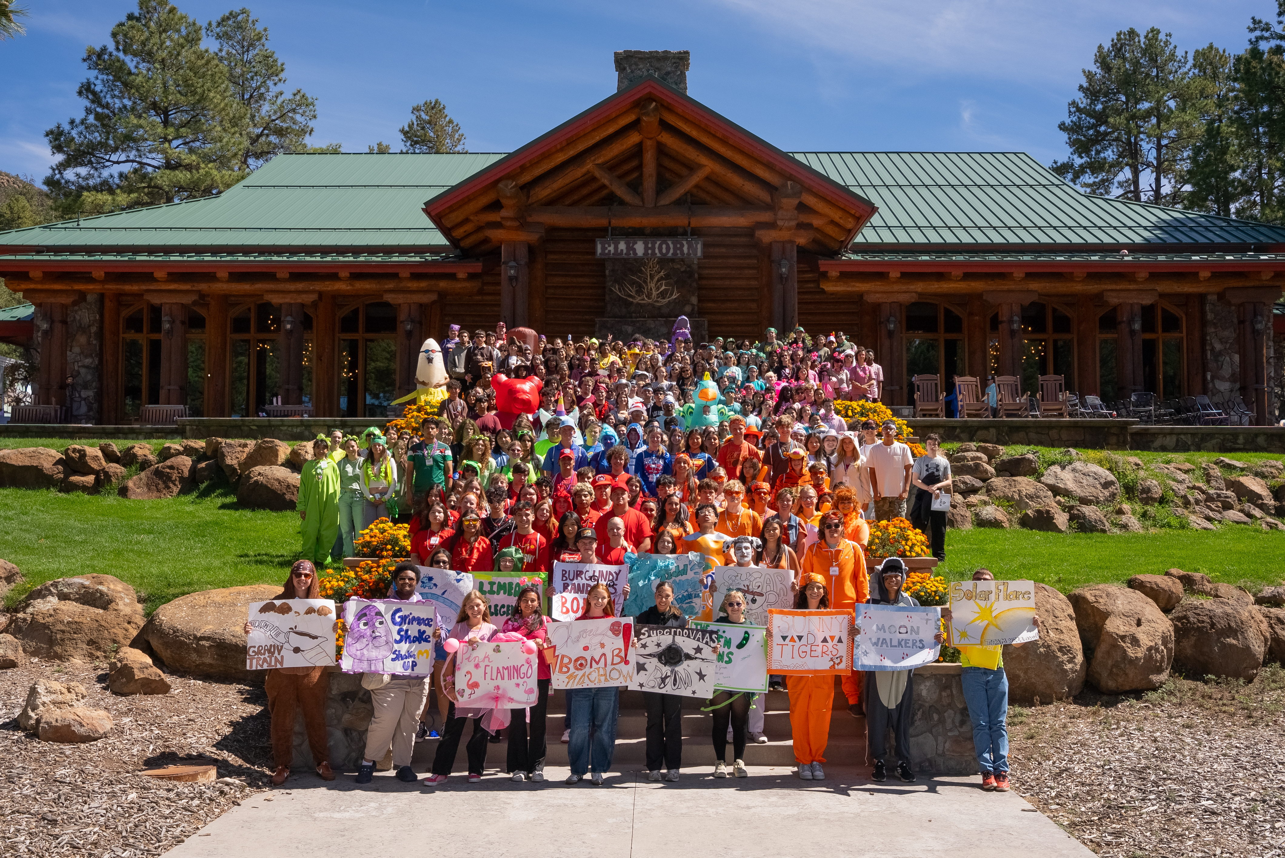 Arizona FBLA leadership camp participants gathered for their color teams photograph