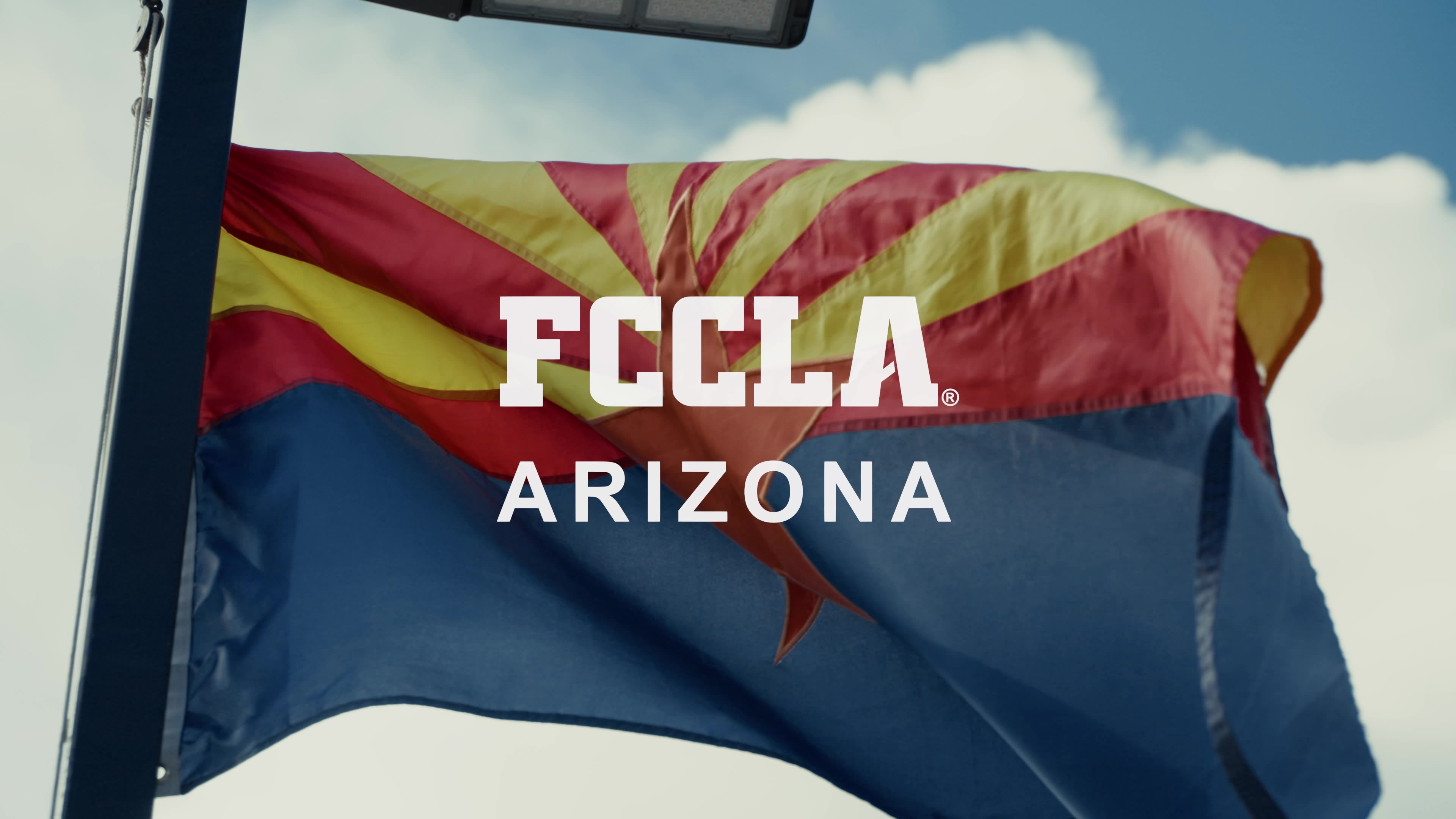 Logo over the Arizona flag